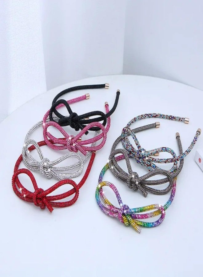 BYERUITE Rhinestone Bow Headbands for Women, Bling Bow Hair Band Hoop, Non-Slip Sparkly Bowknot Hair Headband for Long Short Curly Straight Thick Thin Hair (Pink) - Image 3